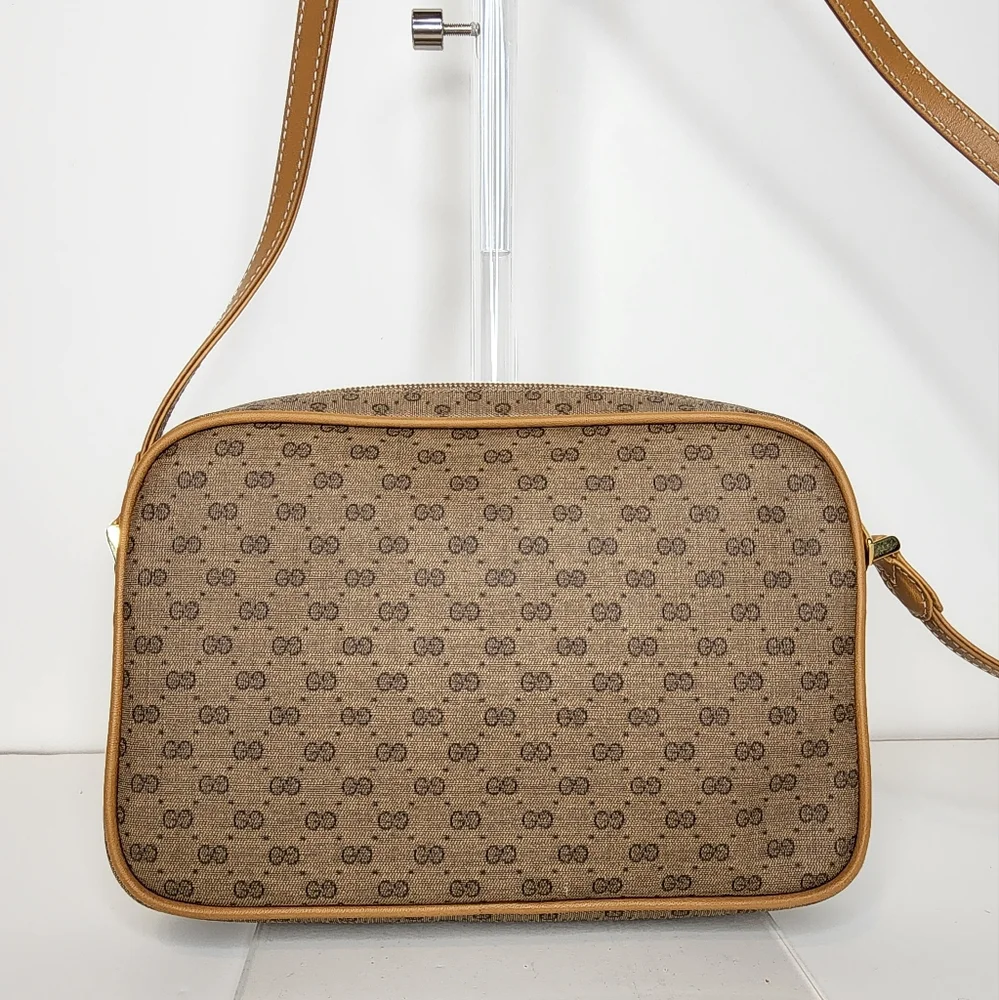 Vintage Gucci Canvas Shoulder Bag PVC Leather - Picture 4 of 17